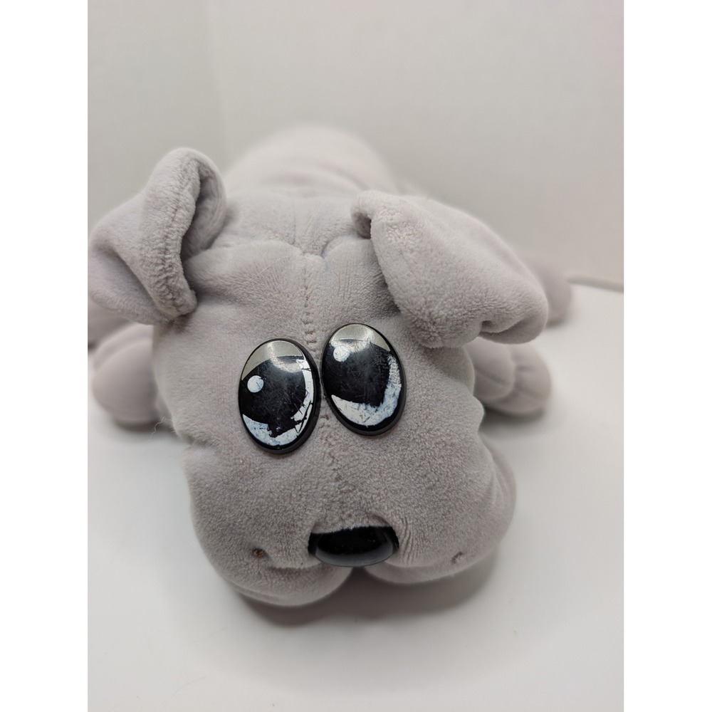 Vintage Pound Puppies Grey Plush Dog Stuffed Animal 15 Inch Sad‎ Eyes PP Heart
